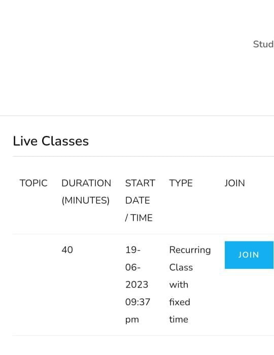 Zeiit institute live online class join button
